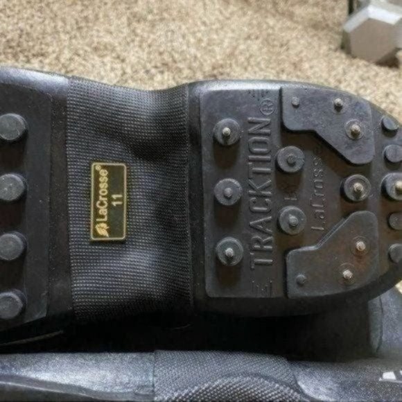 LaCrosse Buckle Deep Heel Waterproof Boots Mens Size 11 Black Rubber Overshoe Tr - Picture 10 of 10